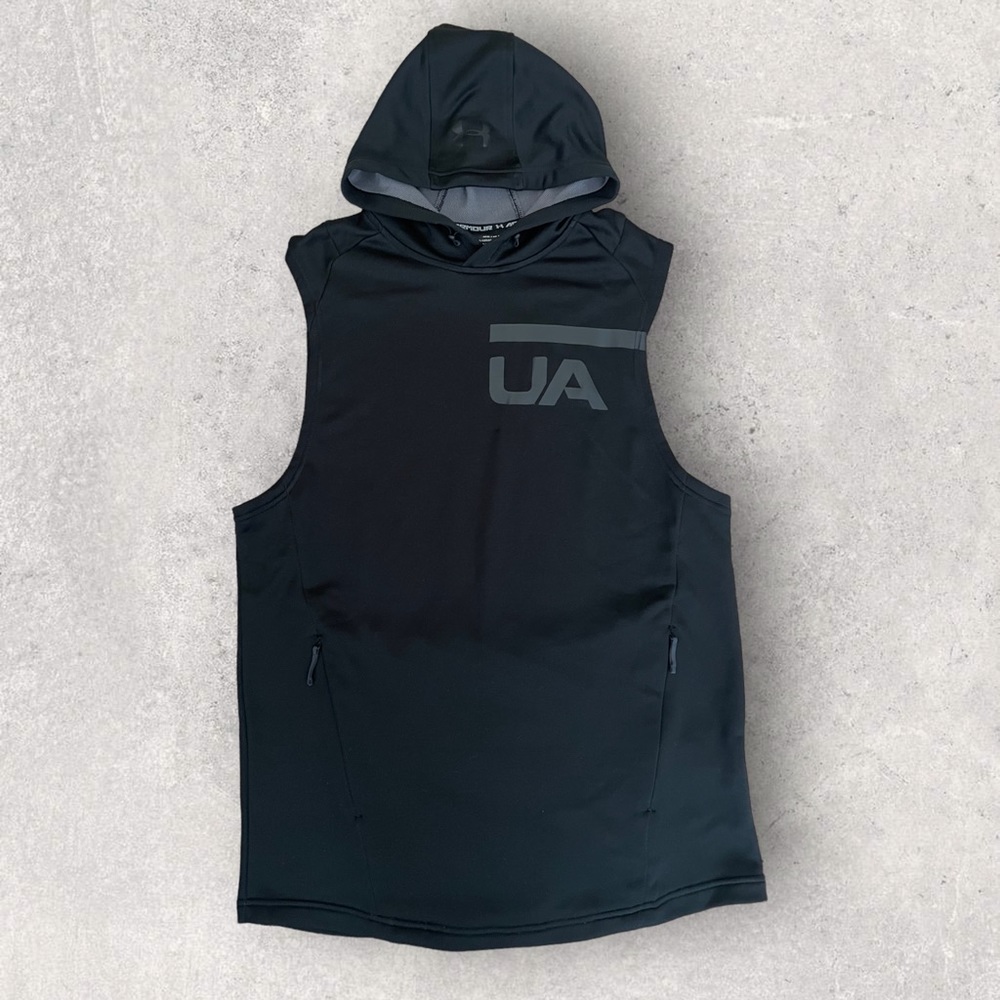 Men's Black Sleeveless Hoodie
